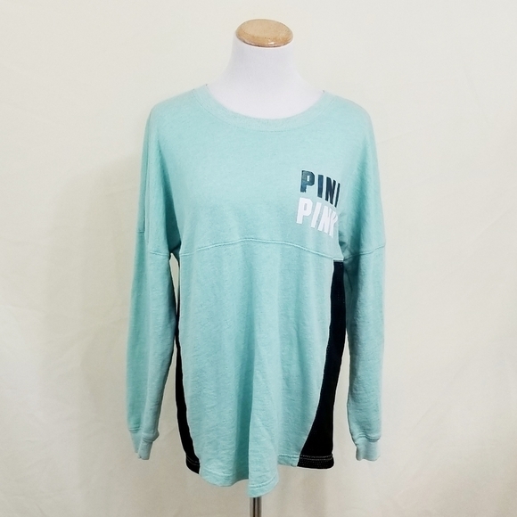 VS PINK aqua sweatshirt mint green mesh sides small - Picture 3 of 7